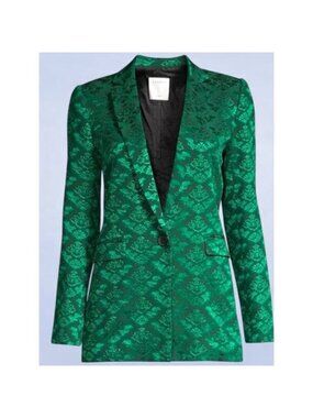 Sandro Floral Jacquard Jacket In‎ Chlorophylle - Size 4
